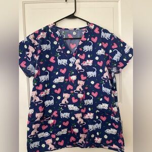 Cat Print Scrub Top